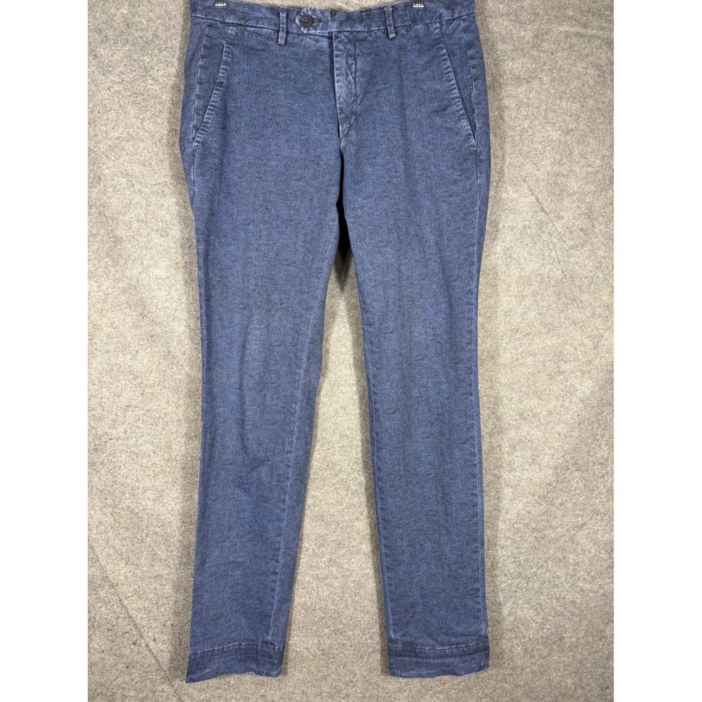 Michael Coal Italy MC-MARLON Blue Herringbone Regular Fit Trousers Mens 32x32